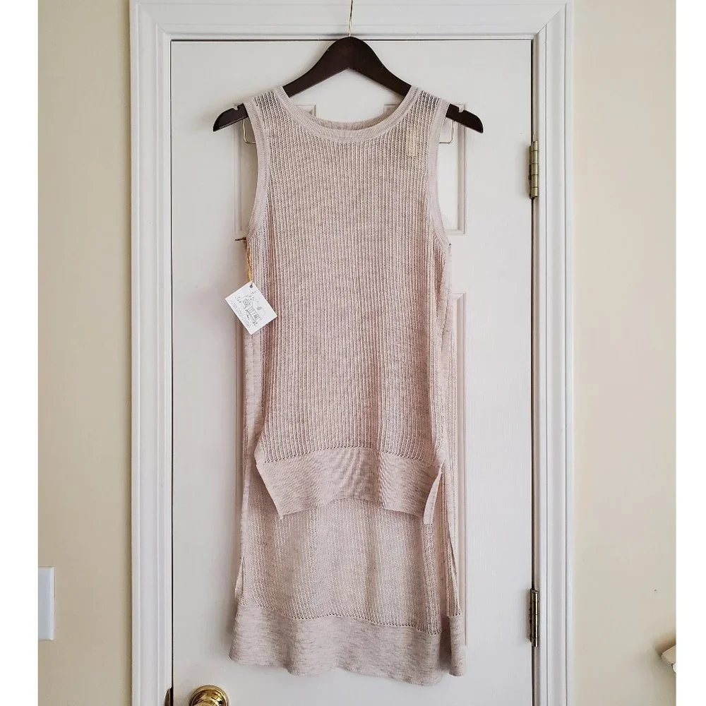 White + Warren, Hi-Low Sleeveless Sweater Tunic Vest in Cream, Size Small - Picture 1 of 8